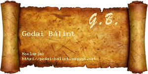 Gedai Bálint névjegykártya
